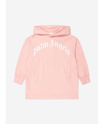 Palm Angels Girls Curved Logo Hooded Sweater Dress in Pink votre restaurant rapide dans 