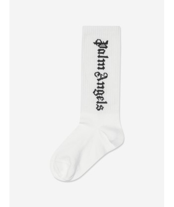 Palm Angels Girls Logo High Socks in White online