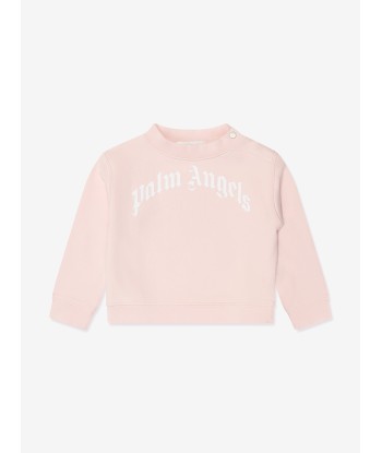 Palm Angels Baby Girls Curved Logo Sweatshirt in Pink est présent 