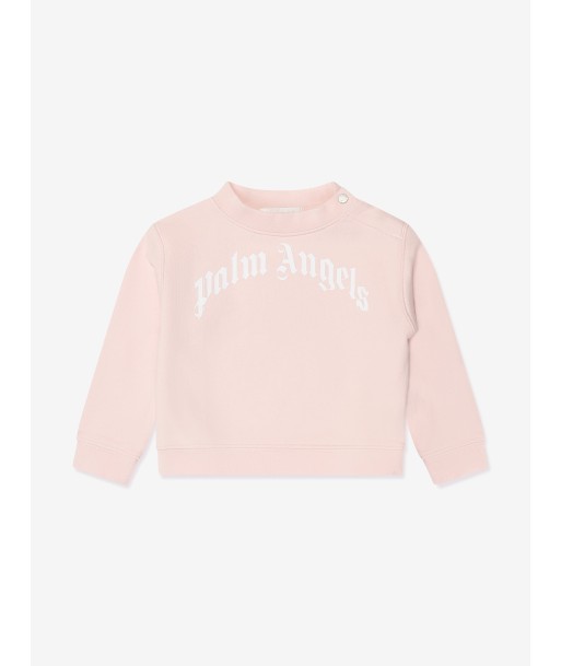 Palm Angels Baby Girls Curved Logo Sweatshirt in Pink est présent 