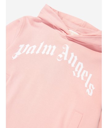 Palm Angels Girls Curved Logo Hooded Sweater Dress in Pink votre restaurant rapide dans 