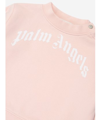 Palm Angels Baby Girls Curved Logo Sweatshirt in Pink est présent 