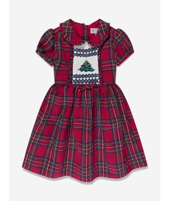 Rachel Riley Girls Christmas Tree Smocked Dress in Red les ctes