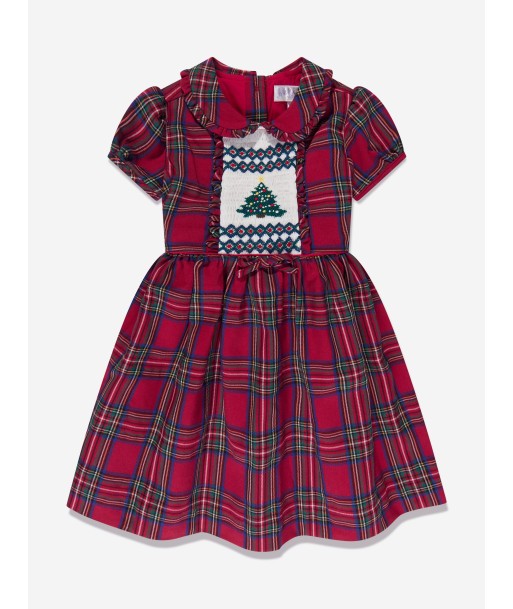 Rachel Riley Girls Christmas Tree Smocked Dress in Red les ctes