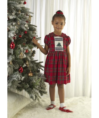 Rachel Riley Girls Christmas Tree Smocked Dress in Red les ctes