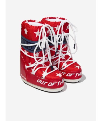 Moon Boot Kids Icon Retro Biker Stars Snow Boots in Red l'achat 