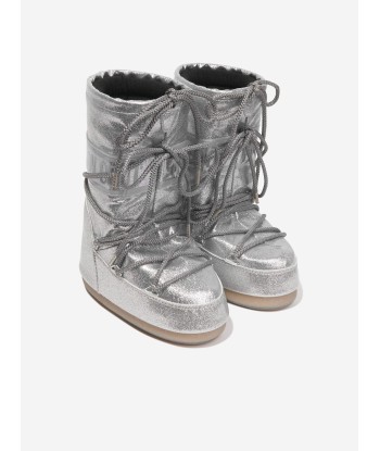 Moon Boot Kids Icon Glitter Snow Boots in Silver une grave pollution 