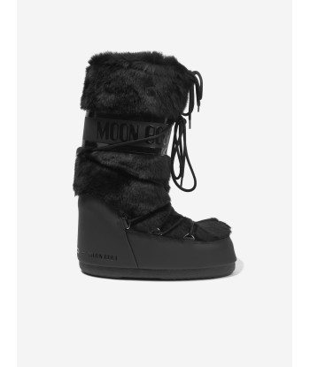 Moon Boot Kids Icon Faux Fur Snow Boots in Black en linge