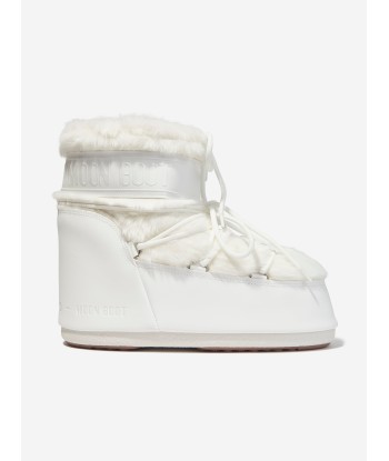 Moon Boot Kids Icon Lowo Faux Fur Snow Boots in White les ligaments