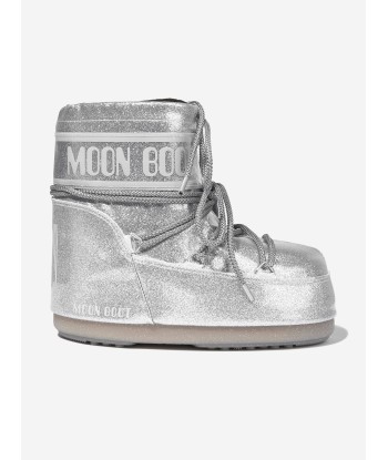 Moon Boot Kids Icon Low Glitter Snow Boots in Silver Comparez et commandez 