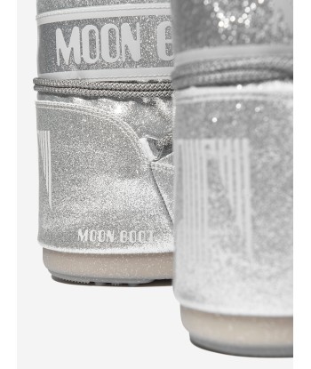 Moon Boot Kids Icon Low Glitter Snow Boots in Silver Comparez et commandez 