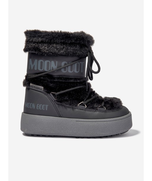 Moon Boot Girls JTrack Faux Fur Snow Boots in Black pas cheres