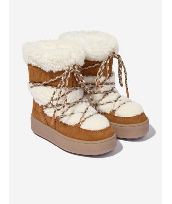 Moon Boot Girls Jtrack Shearling Snow Boots in Brown Economisez 