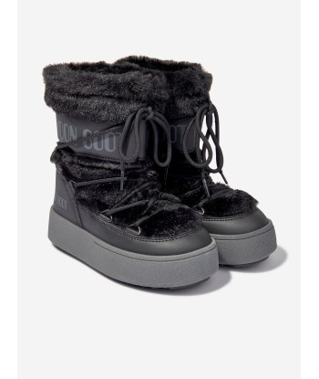 Moon Boot Girls JTrack Faux Fur Snow Boots in Black pas cheres