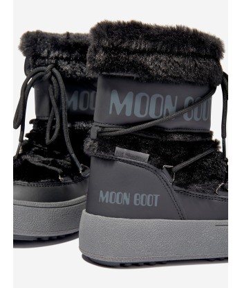 Moon Boot Girls JTrack Faux Fur Snow Boots in Black pas cheres