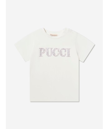 Pucci Baby Girls Chest Logo T-Shirt de technologie