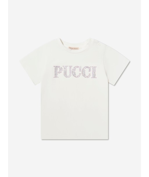 Pucci Baby Girls Chest Logo T-Shirt de technologie