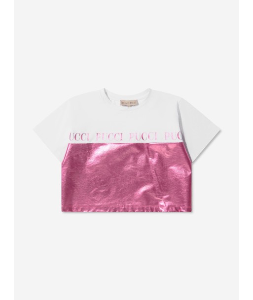 Pucci Girls Metallic Logo T-Shirt le des métaux précieux