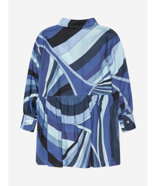 Pucci Girls Marmo Print Shirt Dress in Blue Découvrez la collection