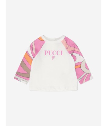 Pucci Baby Girls Long Sleeve T-Shirt in Ivory pour bénéficier 