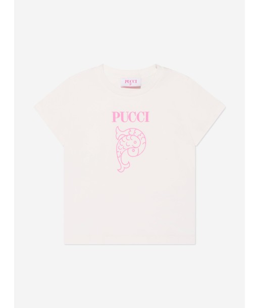 Pucci Girls Logo T-Shirt in Ivory de technologie