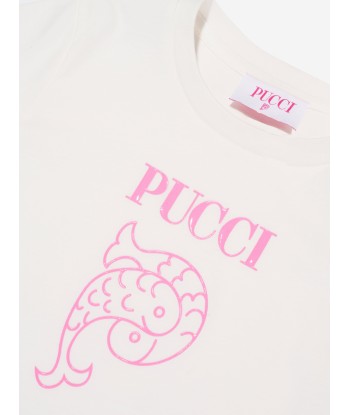 Pucci Girls Logo T-Shirt in Ivory de technologie