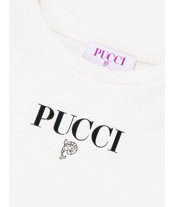 Pucci Girls Long Sleeve T-Shirt in Ivory rembourrage situé sous