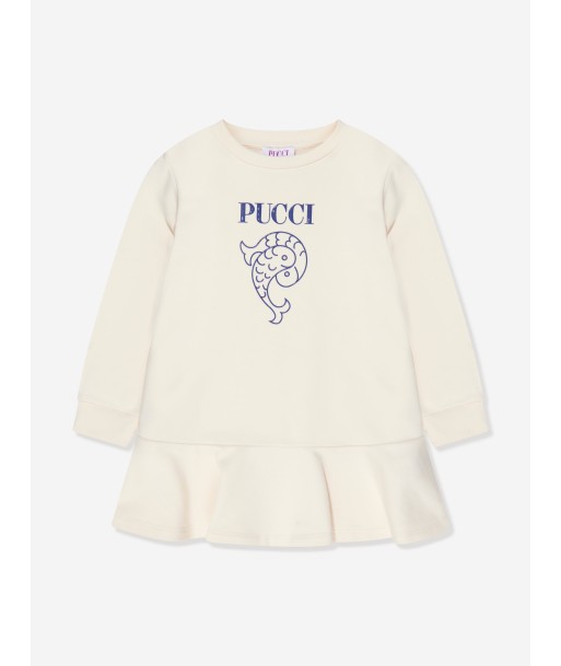 Pucci Girls Logo Jersey Dress in Ivory ou a consommer sur place