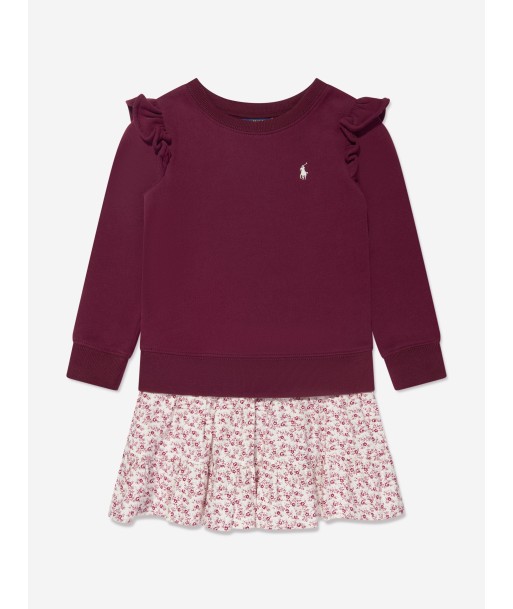 Ralph Lauren Girls Ruffle Sweater Dress in Red suggérées chez