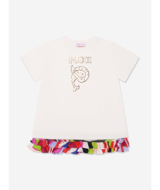 Pucci Girls Logo T-Shirt Dress in Ivory 50-70% off 