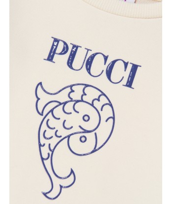 Pucci Girls Logo Jersey Dress in Ivory ou a consommer sur place