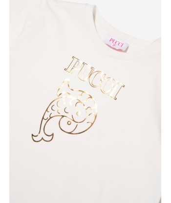 Pucci Girls Logo T-Shirt Dress in Ivory 50-70% off 