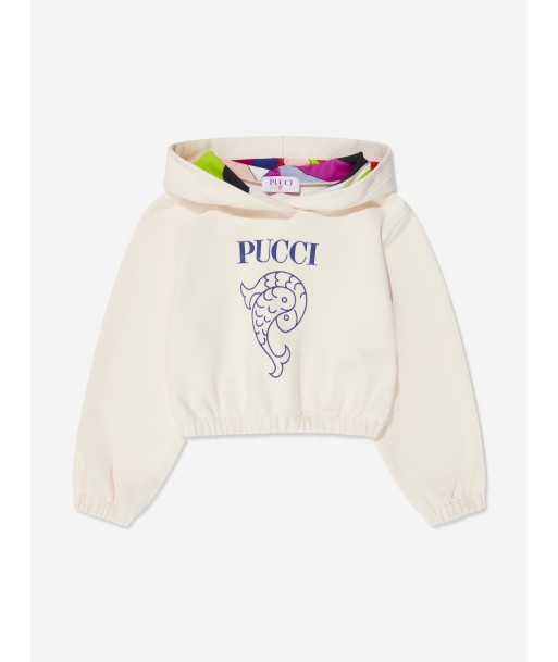 Pucci Girls Logo Hoodie in Ivory ouvre sa boutique