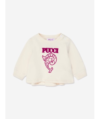 Pucci Baby Girls Logo Sweatshirt in Ivory basket pas cher