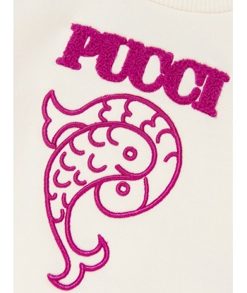 Pucci Baby Girls Logo Sweatshirt in Ivory basket pas cher