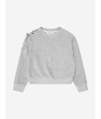 Pucci Girls Ribbon Sweatshirt in Grey Paris Déstockage Promo