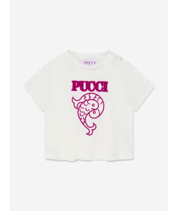 Pucci Baby Girls Logo T-Shirt in Ivory vous aussi creer 