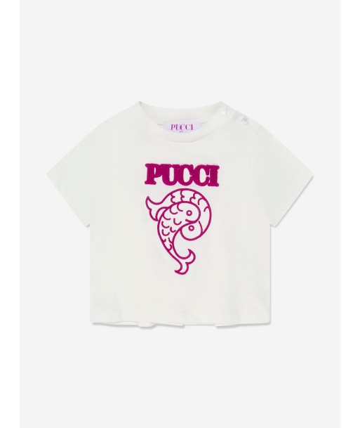 Pucci Baby Girls Logo T-Shirt in Ivory vous aussi creer 