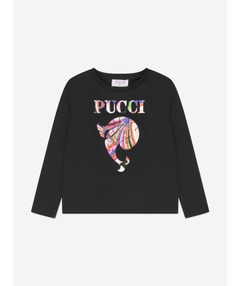 Pucci Girls Long Sleeve Logo T-Shirt in Black Toutes les collections ici