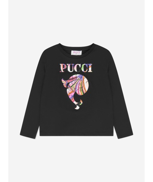 Pucci Girls Long Sleeve Logo T-Shirt in Black Toutes les collections ici