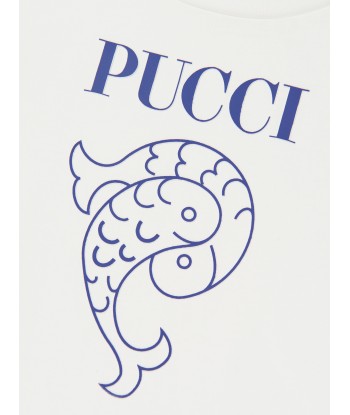 Pucci Girls Logo Print T-Shirt in Ivory france