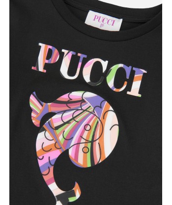 Pucci Girls Long Sleeve Logo T-Shirt in Black Toutes les collections ici