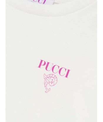 Pucci Girls Branded T-Shirt in Ivory Economisez 