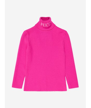 Pucci Girls Roll Neck Knitted Jumper in Pink Venez découvrir notre 