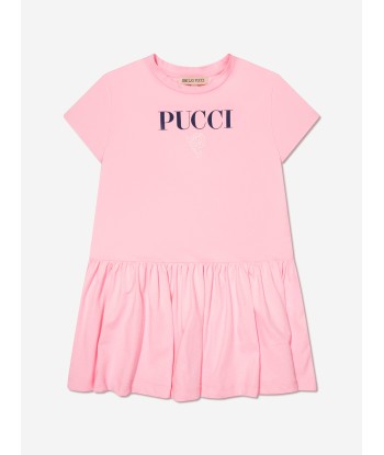 Pucci Girls Logo Jersey Dress in Pink le des métaux précieux