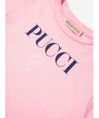 Pucci Girls Logo Jersey Dress in Pink le des métaux précieux