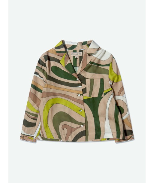 Pucci Girls Marmo Print Blouse in Green le des métaux précieux