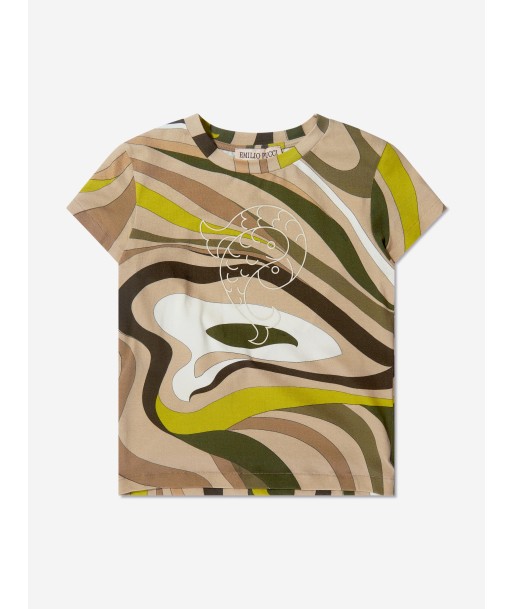 Pucci Girls Marmo Print T-Shirt in Green Faites des économies