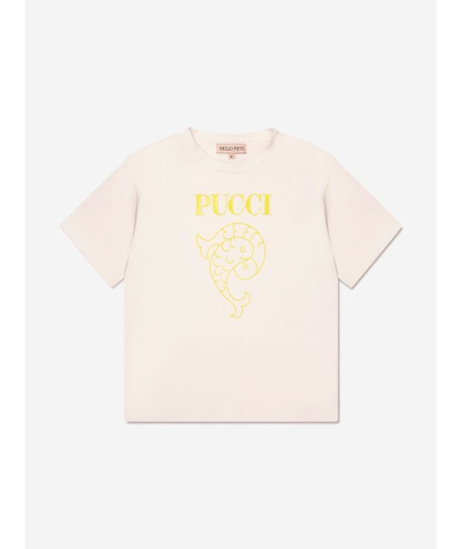 Pucci Girls Fish Logo T-Shirt in Ivory de l' environnement