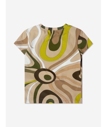 Pucci Girls Marmo Print T-Shirt in Green Faites des économies